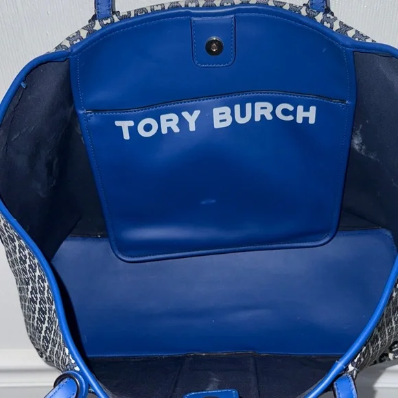 Tory Burch Gemini Link Tote Navy, Royal Blue, and White Geometric Shoulder Bag - Picture 17 of 17